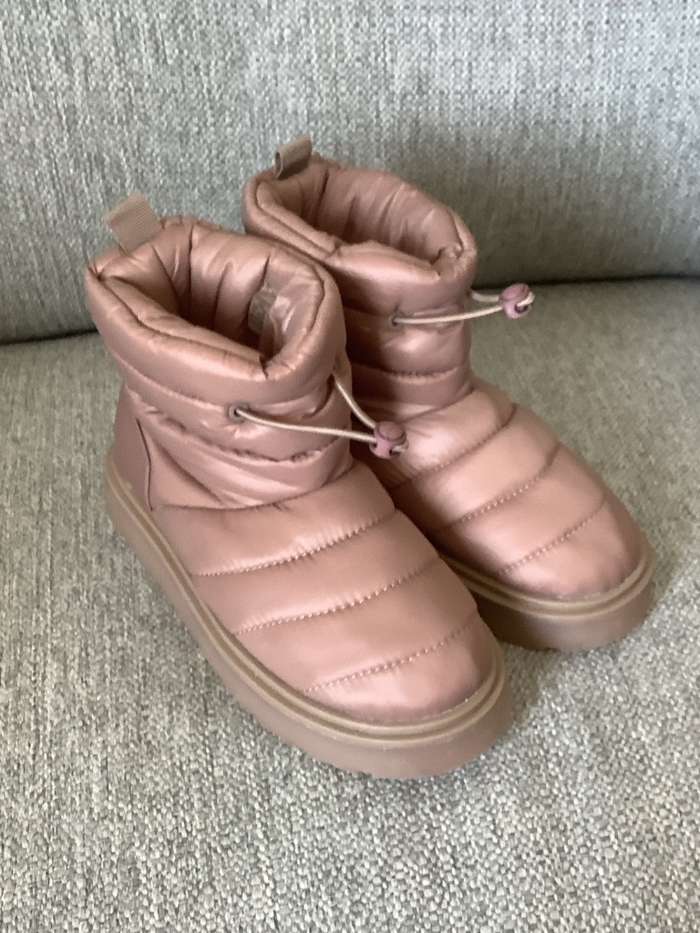 Zara Kids Rise Pink Quilted Nylon Puffer Boots